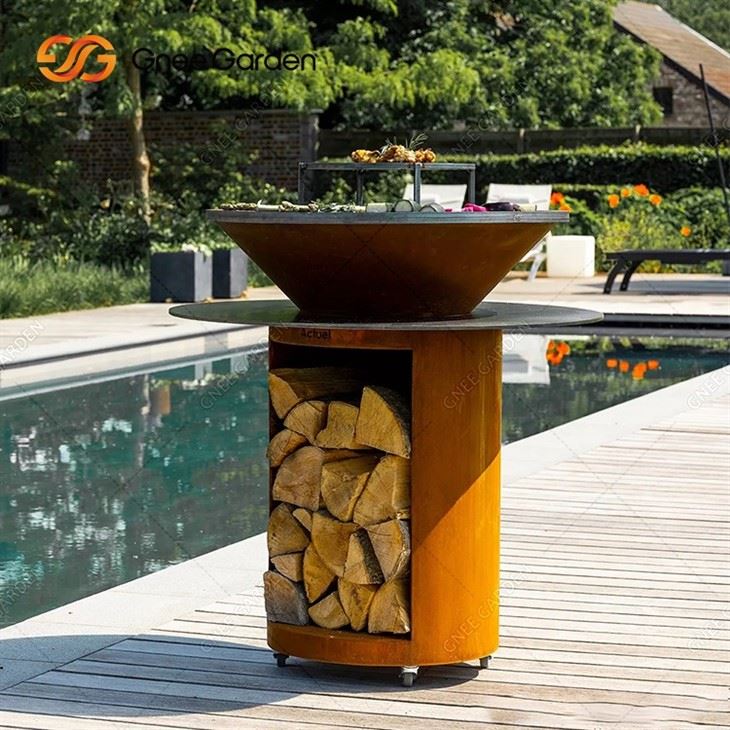 Backyard Patio Heavy Duty Corten Steel Fire Pit BBQ Grill