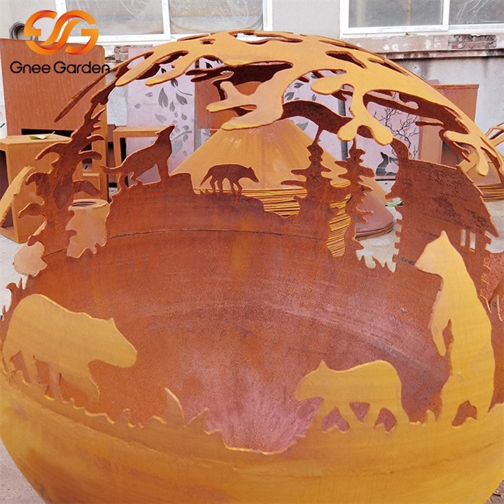 Corten Steel fire pit ball(1)