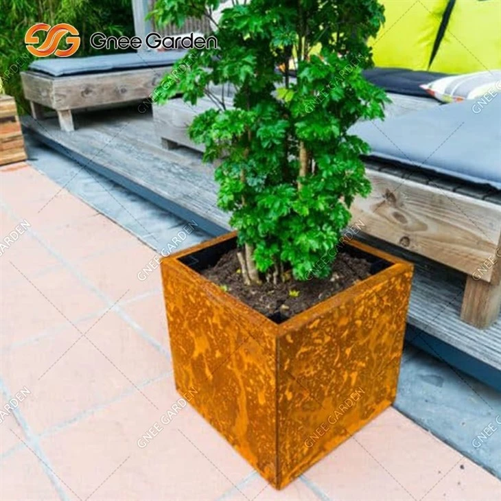 Metal Corten Steel Garden Planting Flowerpot