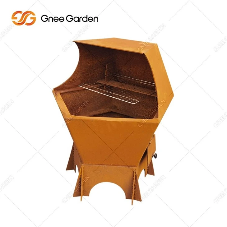 Outdoor Corten Metal Bbq Bbq Grill Outdoor Kitchen Charcoal Corten Portable Corten Steel Bbq