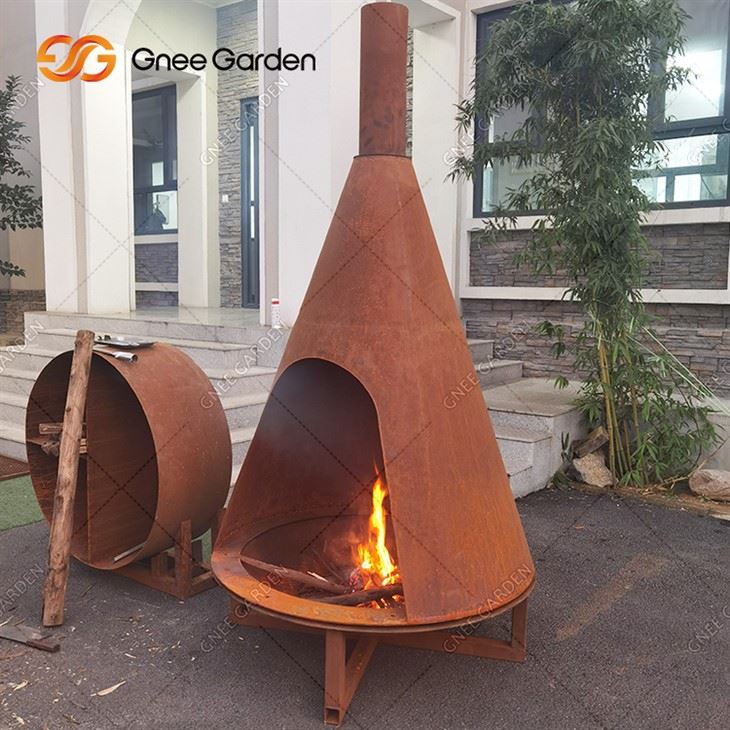 สถานที่ดับเพลิง Firepit กลางแจ้งพร้อมที่เก็บไม้