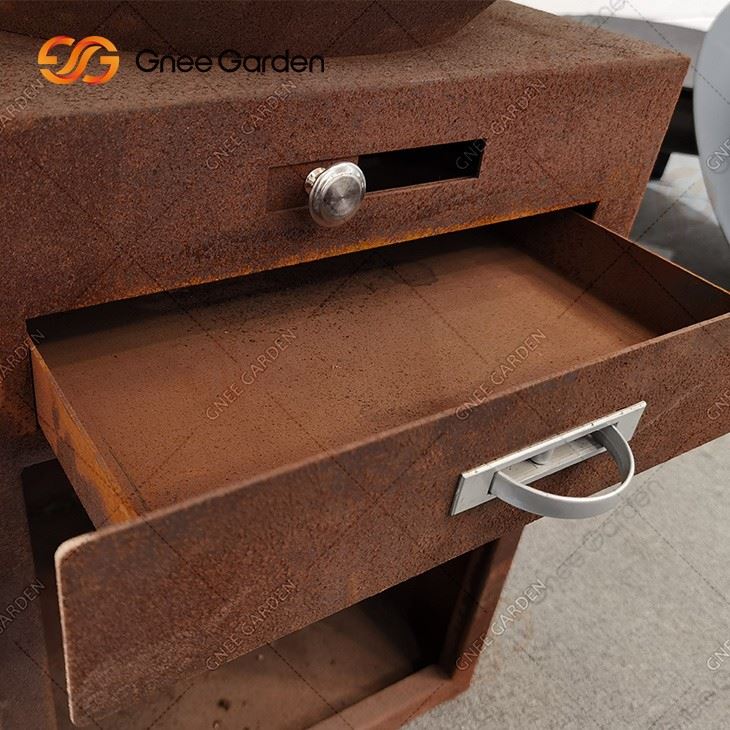 Outdoor Living Fire Bowl Corten Steel Hemisphere Fire Pit Barbecue Grill