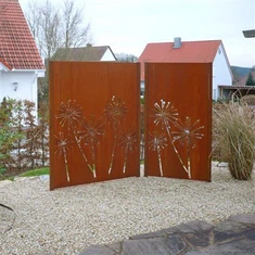 รั้วสวนเลเซอร์ตัดโลหะฆ่าเชื้อโรคผสมเหล็กคอร์เทนทองสำหรับบ้าน