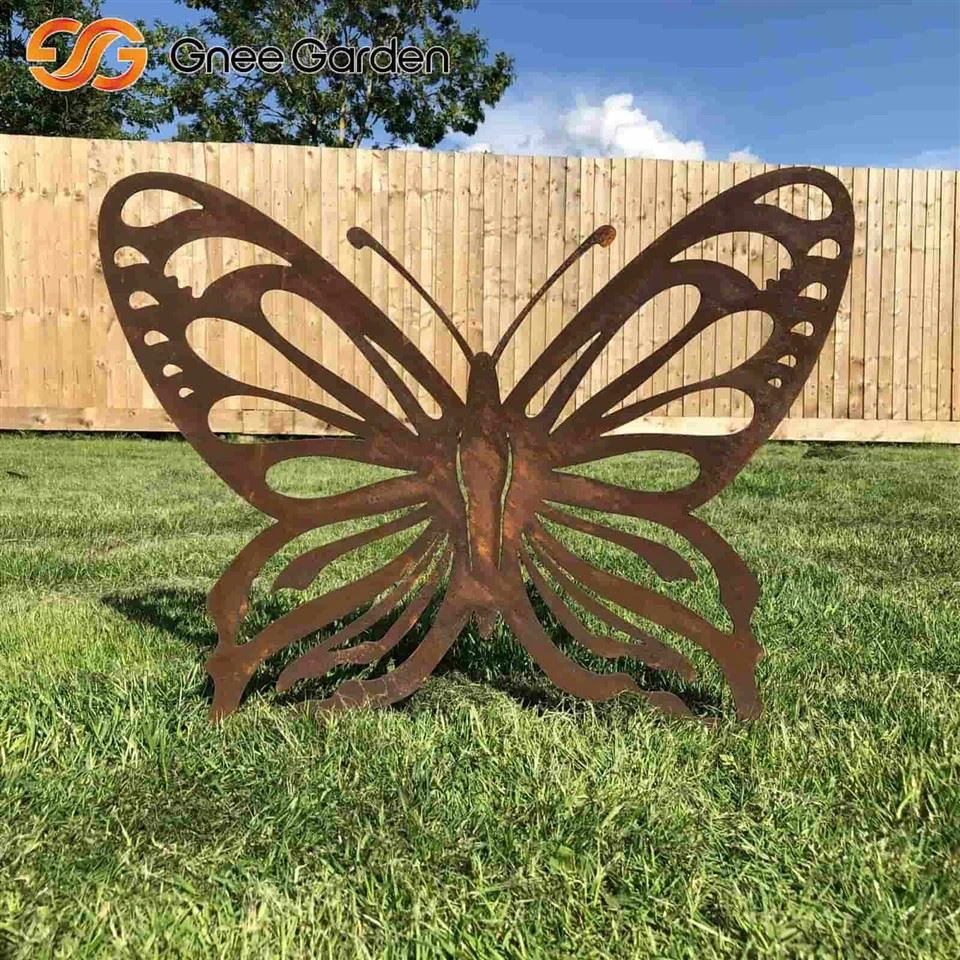 Corten Butterfly Pot Decoration Art