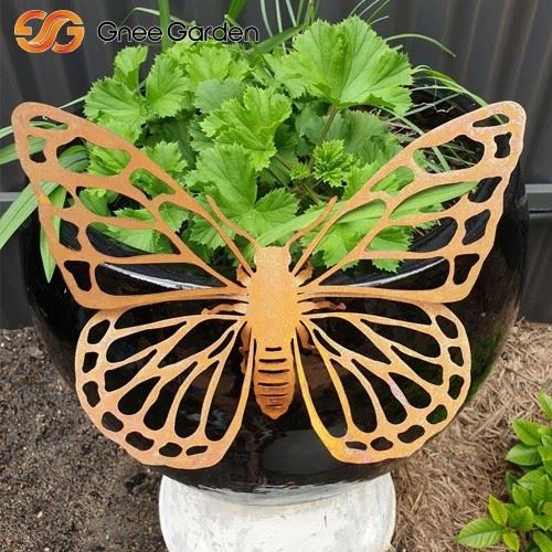 Corten Butterfly Pot Decoration Garden Art