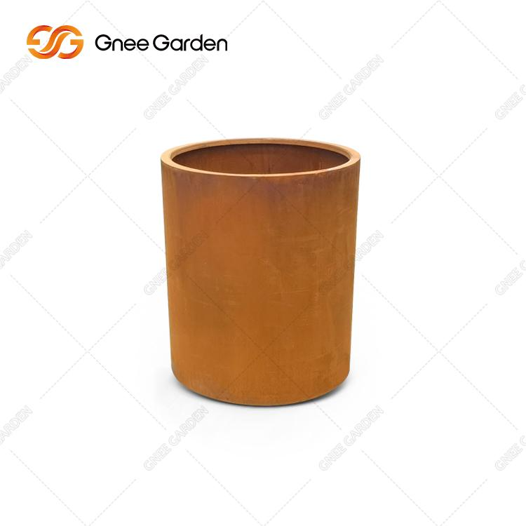 Corten Steel Metal Garden Cylindrical Planter