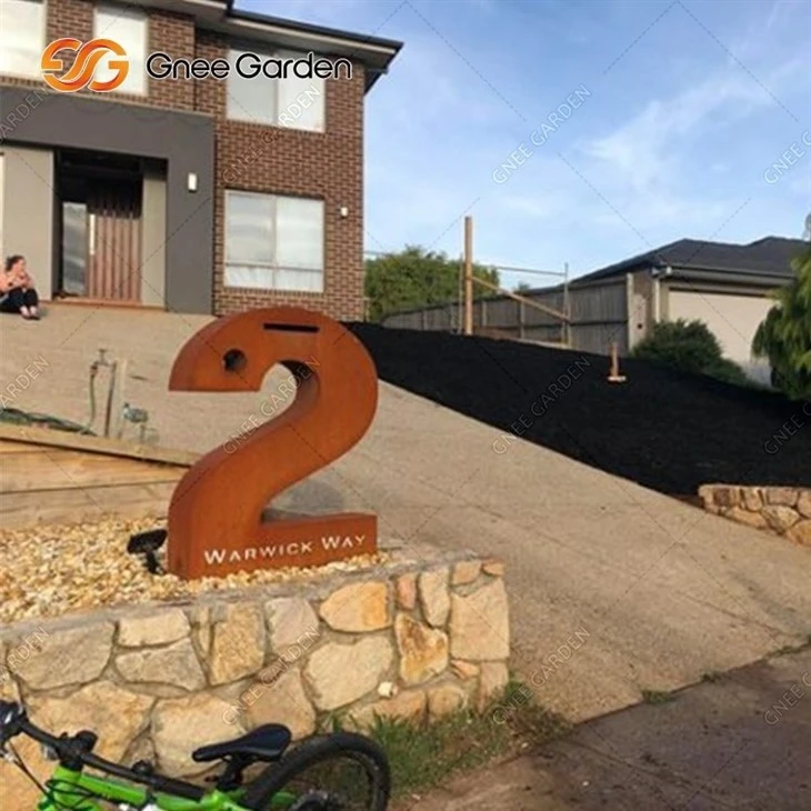 Metal Modern Corten Steel Outdoor Mailbox