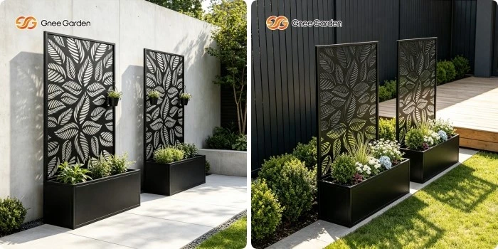 Galvanised steel Garden Planter Box with Privacy Panel Galvanised steel Garden Planter Box with Privacy Panel