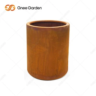ชาวไร่โลหะนอก Corten เหล็กกระถางดอกไม้ตกแต่งสวนหม้อ