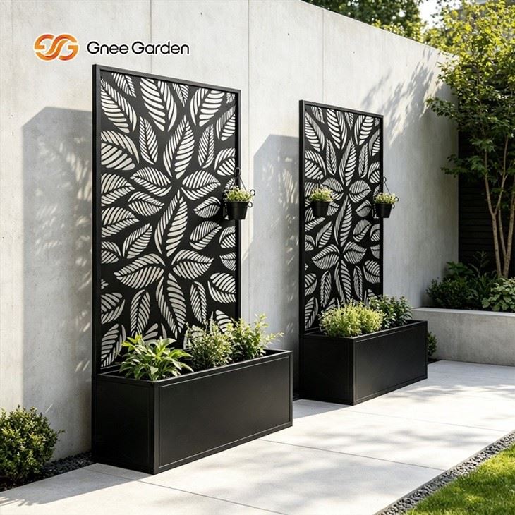 Galvanised Steel Planter Box with Privacy Panel